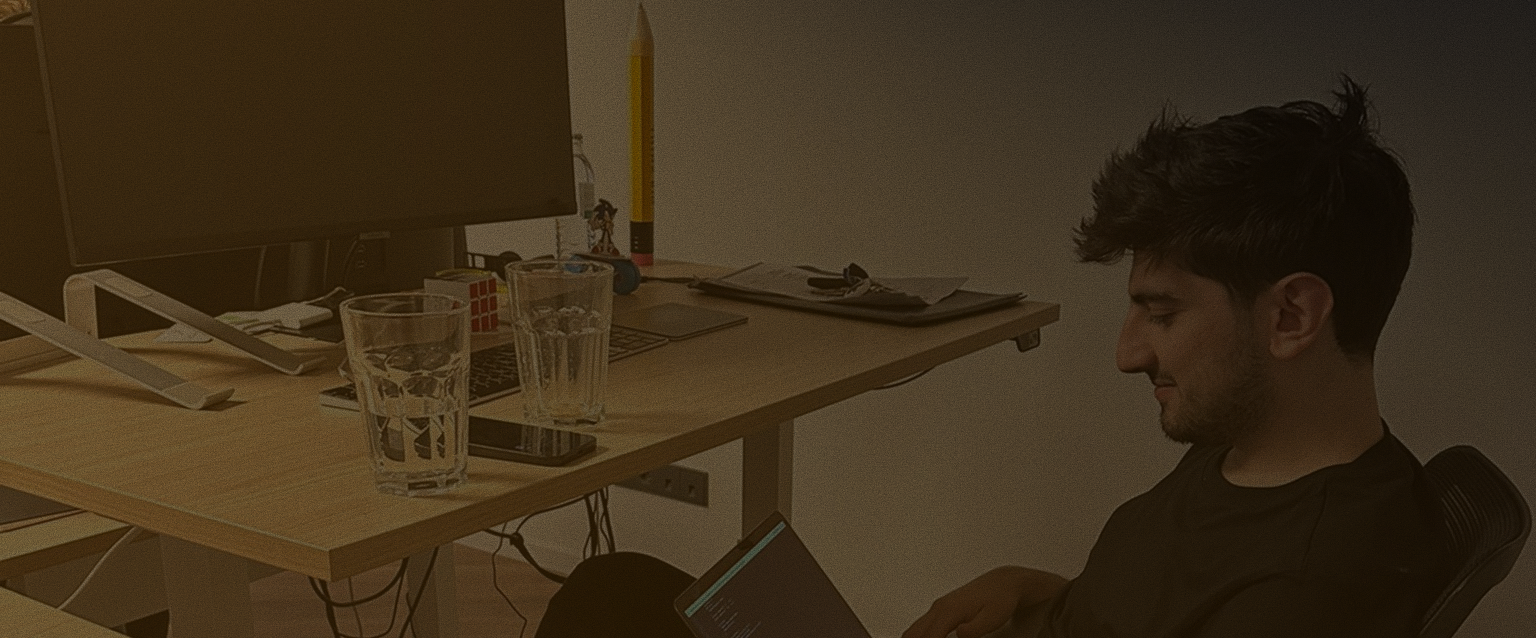 Tariq in the office, probably thinking about embedded systems